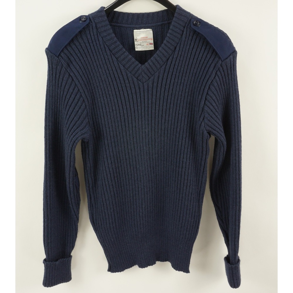 Vintage Brigade Quartermasters British Wool Military Jumper Sweater Mens 44 Blue